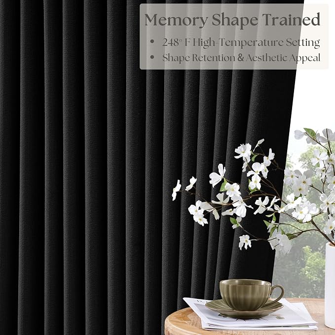 Black 120 Inch Pinch Pleated 100% Blackout Curtains - Image 5
