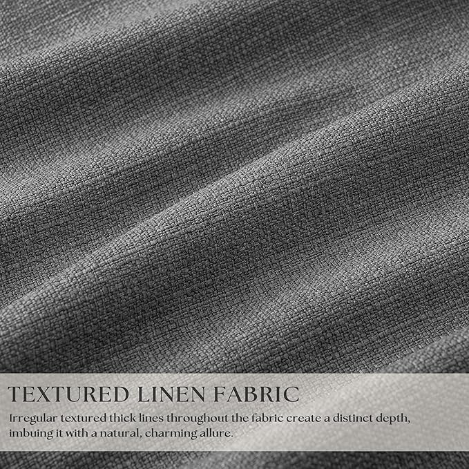 Dark Grey Pleated Thick Linen Blackout Curtains 100 Inches Long - Image 3