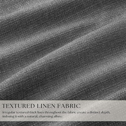 Dark Grey Pleated Thick Linen Blackout Curtains 100 Inches Long - Image 3