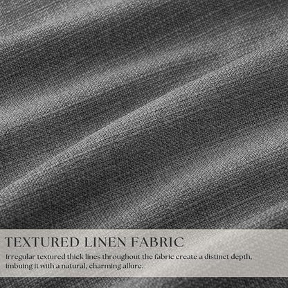 Charcoal Grey Pleated Thick Linen Blackout Curtains 120 Inches Long - Image 3