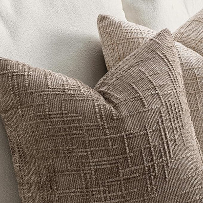 MIULEE Chenille Textured Euro Pillow Covers Taupe Grey 24x24 Set of 2 | Slubby - Image 3