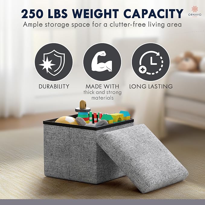 Ornavo Home Small Storage Ottoman, - Image 7
