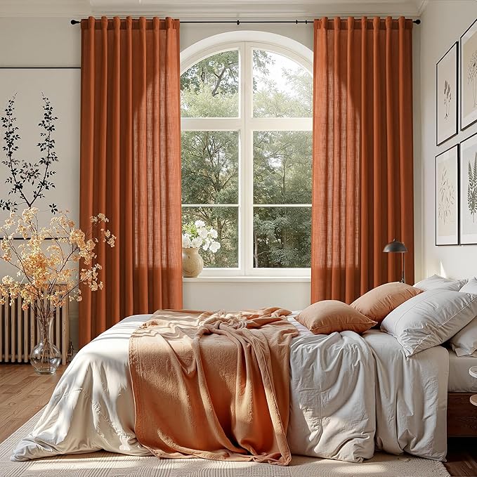 Rust Linen Curtains 108 Inches Long - Image 7