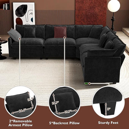 Ihanherry 114" V-Shaped Modern Sofa Modular Sectional Cloud Couch - Image 6