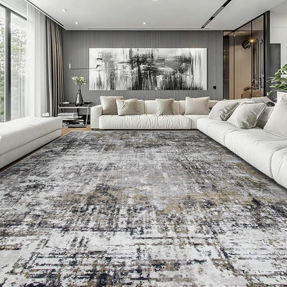 Aelenmu 10x14 Area Rugs for Living Room Dining Room Washable Black Gold | Soft - Image 2