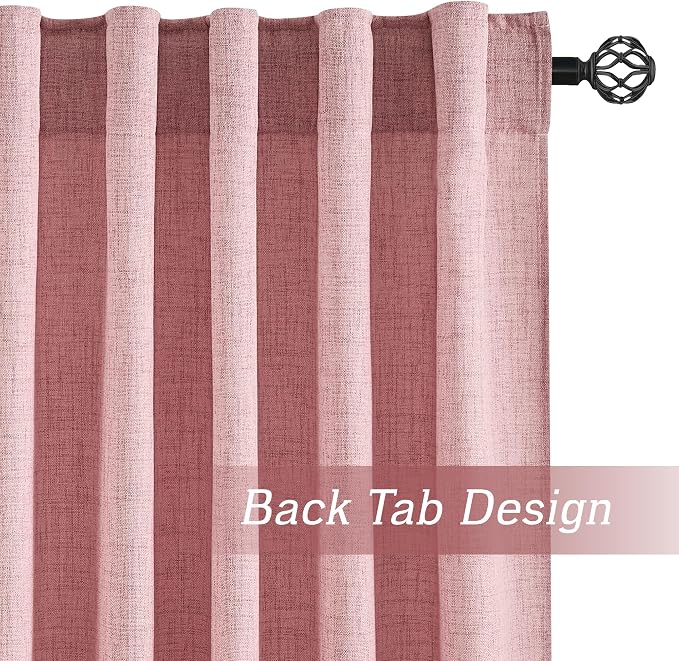 RYB HOME Farmhouse Boho Linen Sheer Curtains 90 inches Long - Image 3