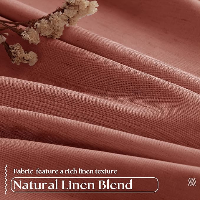 Firebrick Pinch Pleated Blackout Linen 45 Inch Curtains - Image 5