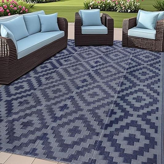 SAND MINE Reversible Mats, Plastic Straw Rug, Modern Area Rug, Large Floor Mat by SANDMIND