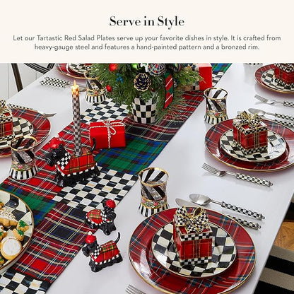 MACKENZIE-CHILDS Enamel Salad and Dessert Plate, Small Plate for Appetizers or Desserts, 8 Inches, Tartastic