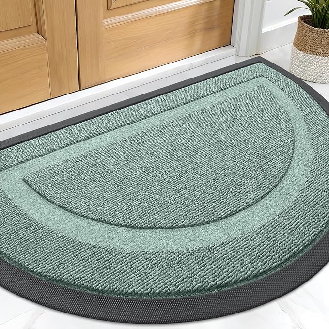 OLANLY Half Circle Front Door Mat Outside 29.5x17 All-Season Rubber Doormat | by OLANLY