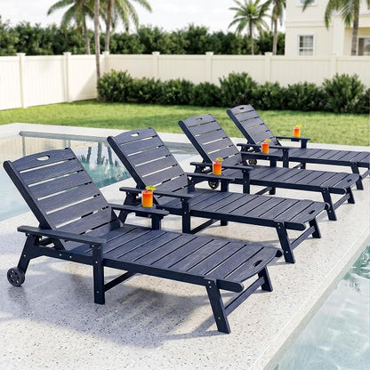Outdoor Lounge Chair with 5-Position Adjustable, Outside Lounge Chair with Cup - Image 9