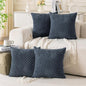 Set of 4 Grey Blue Taupe Decorative Throw Pillow Covers 26x26 Inch Corduroy by Cozoomy
