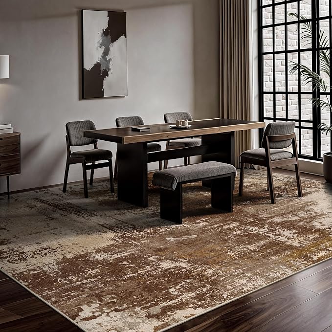 9x12 Area Rugs - Modern Abstract Washable Rug, Ultra Soft Non Slip Low Pile - Image 3