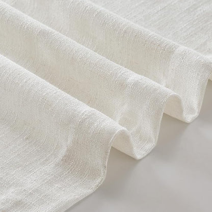 Natural Pinch Pleated Linen Semi Sheer Curtains 54 Inch Length 2 Panels | - Image 8