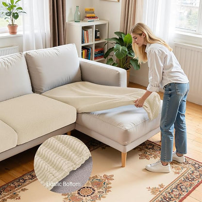 Hokway Chaise Cover and Couch Cushion Covers Set, Separate Sectional Sofa - Image 4