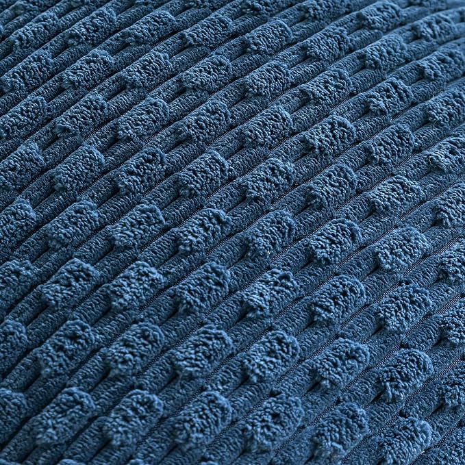 Set of 4 Blue Decorative Throw Pillow Covers 26x26 Inch Corduroy Pillow Covers - Image 5