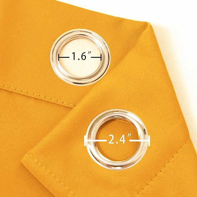 Yellow Blackout Curtains 34 x 84 Inches Long/Set of 2 Curtain Panels/Thermal - Image 5