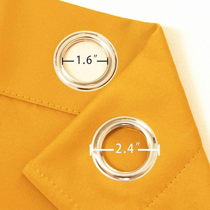 Yellow Blackout Curtains 34 x 84 Inches Long/Set of 2 Curtain Panels/Thermal - Image 5