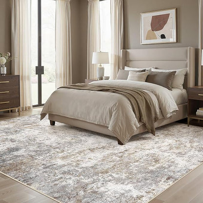 UERMEI 11x14 Area Rug Living Room Rugs Extra Large Brown Grey Carpet | Washable - Image 3