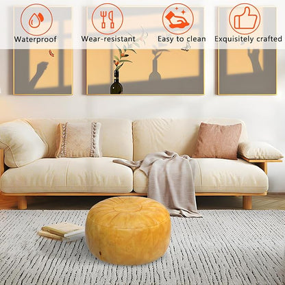 Thgonwid Unstuffed Moroccan Storage Pouf Foot Stool Ottoman Seat Handmade Faux - Image 7