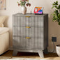 BORNOON 30.5" Nightstand with Charging Station, 3-Drawer Fluted Bedroom Chest by BORNOON