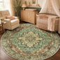 RELEANY Washable Area Rug, Round 5ft, Brick/Brown/Green | Non-Slip, Water by RELEANY