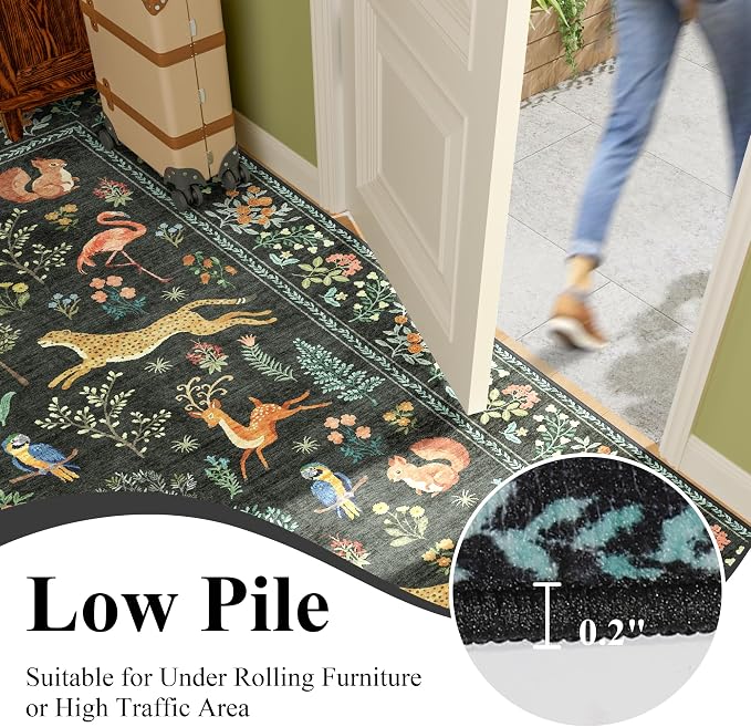 DUKINO 4ft Round Rug, Washable Animal Small Round Area Rug Non Slip, - Image 8