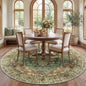 RELEANY Washable Area Rug, Round 7ft, Brick/Brown/Green | Non-Slip, Water by RELEANY
