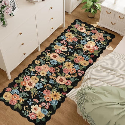 DUKINO 2x6 Runner Rug, Floral Washable Rug by DUKINO