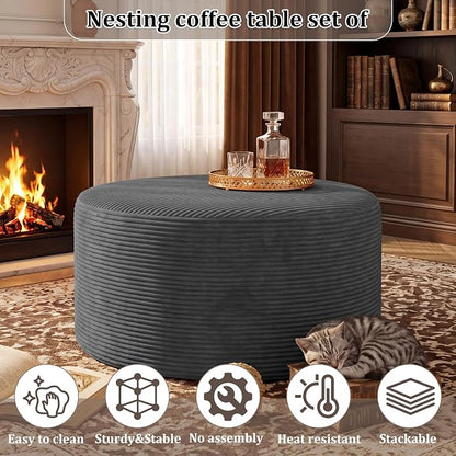 BSHOMGI Round Boneless Ottoman Oversized Ottomans - Image 9