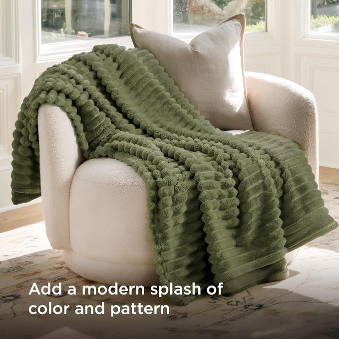 Bedsure Soft Twin XL Blanket for Bed Dorm Moss 66"x90" | Birthday Gifts for - Image 3