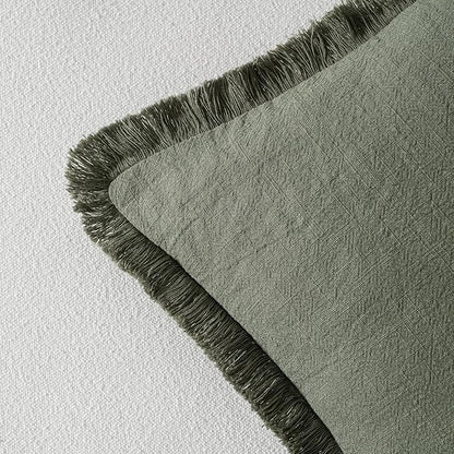 MIULEE Linen Decorative Euro Throw Pillow Covers Light Olive Green 22x22 | Set - Image 3