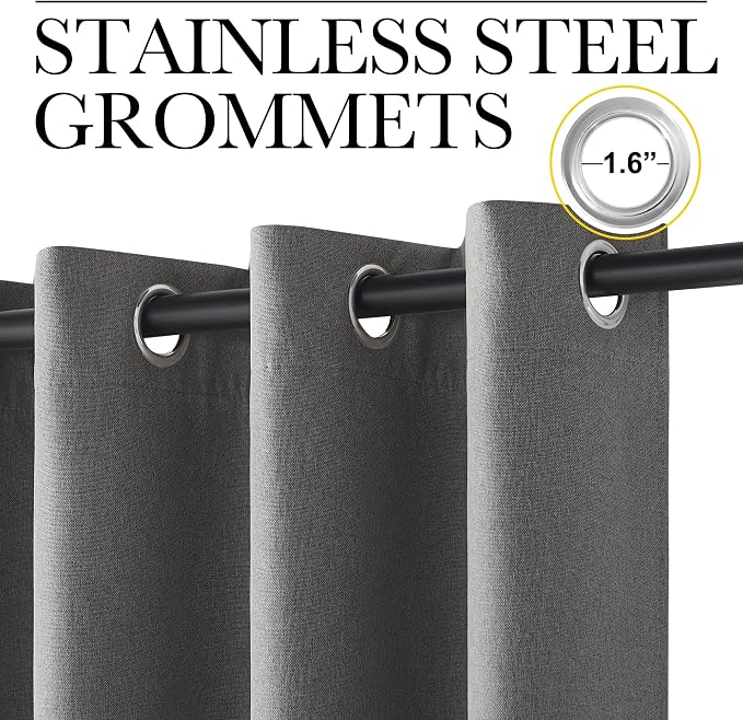 NICETOWN 100% Blackout Grey Curtains 84 inches Long - Image 4
