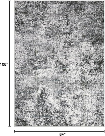 DMOYEST Area Rug Living Room Rugs 7x9 Washable Abstract Grey Carpet | Neutral - Image 2