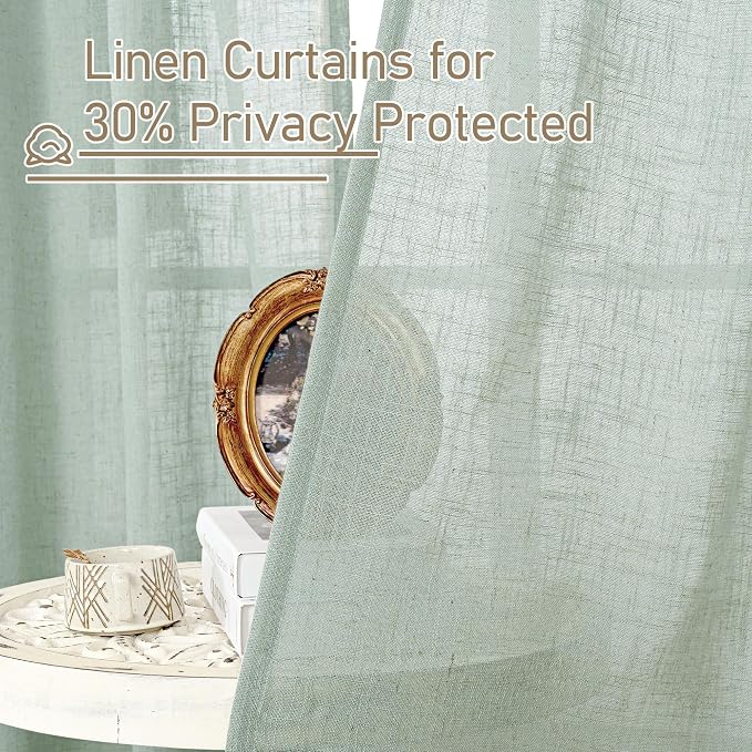 Short Window Linen Curtains 36 Inch Length 2 Panels, 34x36 Inch | Kitchen - Image 5