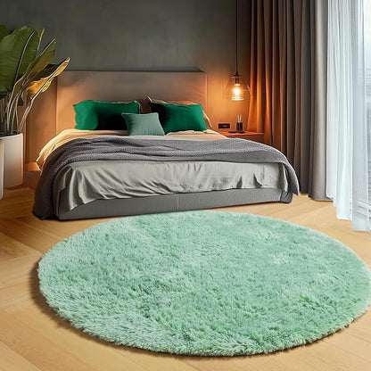 Sage Green Round Area Rugs 6ft, Fluffy Soft Bedroom Circle Rug - Image 5