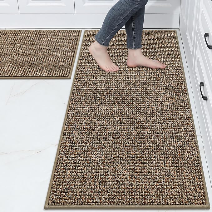 BEQHAUSE Kitchen Rugs and Mats 2PCS Non-Slip, Taupe | Kitchen Mats by BEQHAUSE
