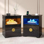 Nightstands Set of 2 with Gun Drawer, Bedside Table with 3-Color LED Lights & by CraftYourIdealHomeLife