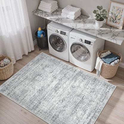 Soalmost 4x6 Area Rug for Living Room, Washable Rugs Non-Slip, Thin Foldable - Image 10