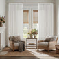 Pleated Semi Sheer Light Filtering Linen Beige Curtains 108 Inches Long | White by Twodrapes