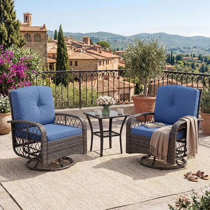 Garvee 3 Pieces Patio Furniture Set, Outdoor Swivel Glider Rocker Set by Garvee