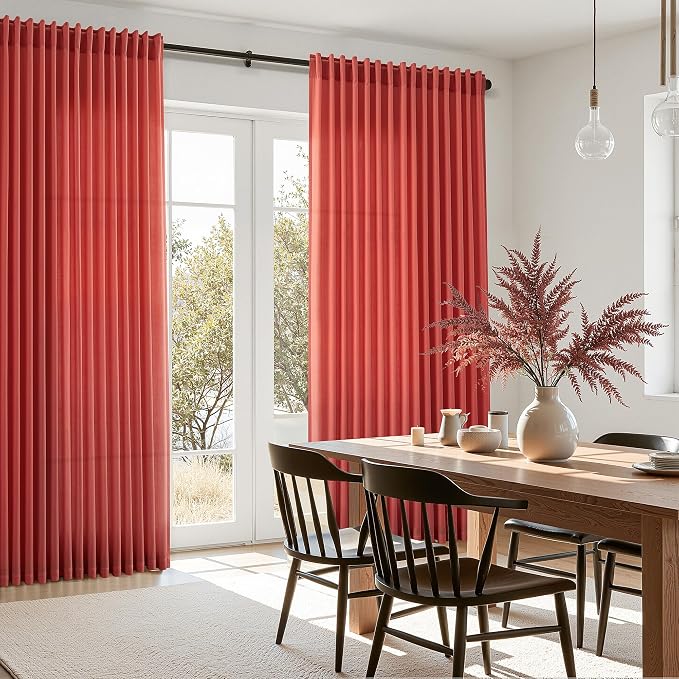 Christmas Red Linen Curtains 108 Inches Long - Image 7
