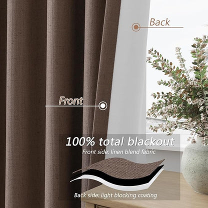 100% Blackout Curtains 102 Inch Length 2 Panels Set - Image 4