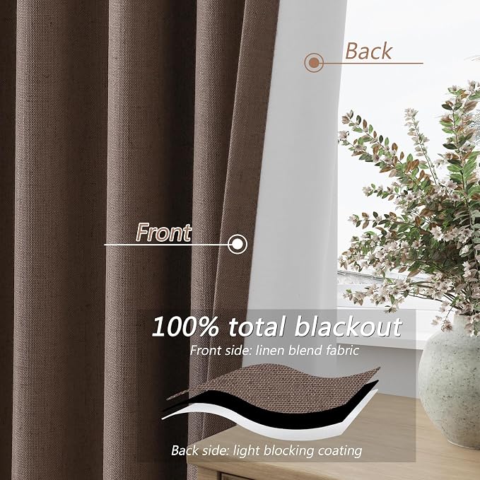 100% Blackout Curtains 108 Inch Length 2 Panels Set - Image 4