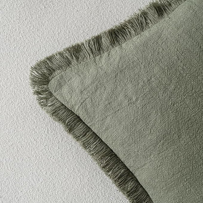MIULEE Linen Decorative Euro Throw Pillow Covers Light Olive Green 28x28 | Set - Image 3
