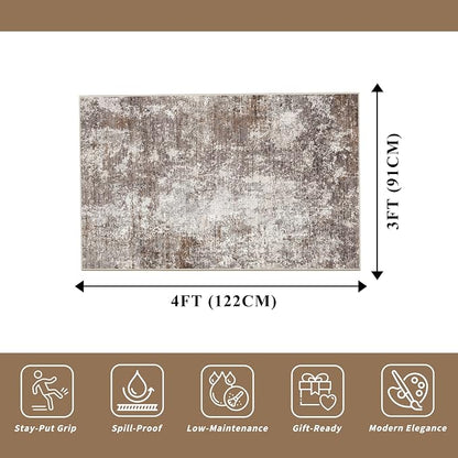 3x4 Washable Entryway Rug Non-Slip Modern Abstract Small Area Rug - Image 2