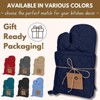 Native Fab 4 Piece Set - 2 Oven Mitts & 2 Potholders, Heat Resistant, 100% Cotton, Quilted Design, Non-Slip Grip, Machine Washable, Ideal for Baking, Cooking, BBQ, Kitchen Protection - Navy Blue