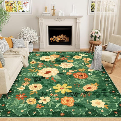 DUKINO 6x9 Area Rugs, Floral Washable Rug by DUKINO