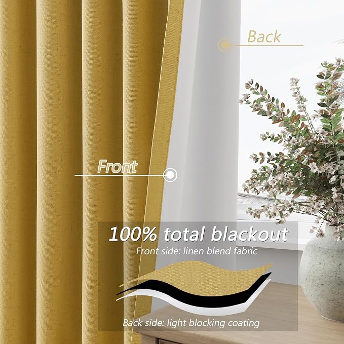 100% Blackout Curtains 96 Inch Length 2 Panels Set - Image 4