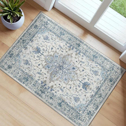 RELEANY Washable Area Rug, Small 2'x3', Water Repellent, Pet Friendly, Vintage by RELEANY